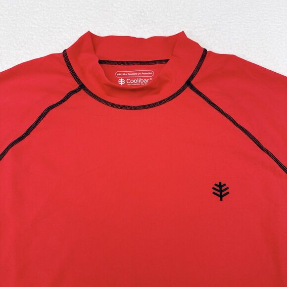 Coolibar Rash Guard Men’s Size Large Red UPF 50 Shirt Surf Swim Sun Beach Pool - Picture 3 of 9